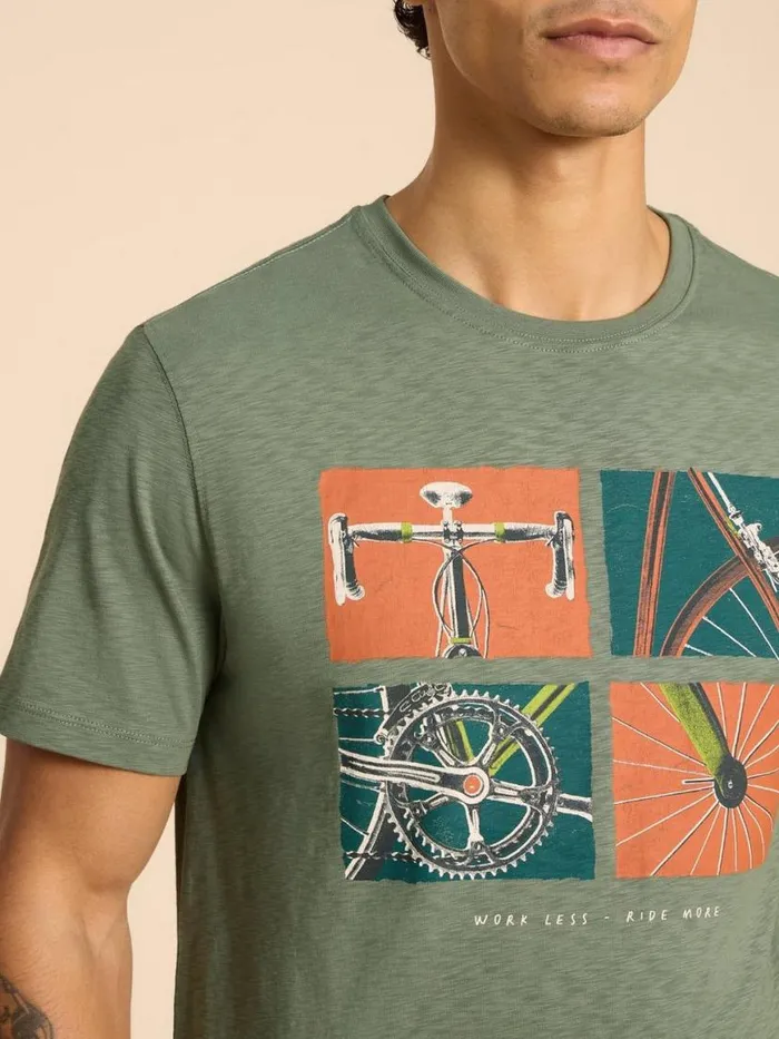 Men TShirts White Stuff Ride Graphic Tee Green Print Men TShirts White Stuff Ride Graphic Tee Green Print