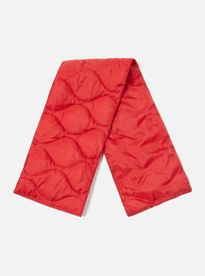 Men Taion By FCe Packable Down Scarf In Red Nylon RipstopDuck Down Universal Works Scarves