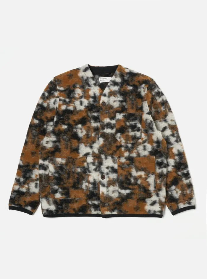 Men Universal Works Cardigan In Brown Ylang Flower Fleece Universal Works Cardigans
