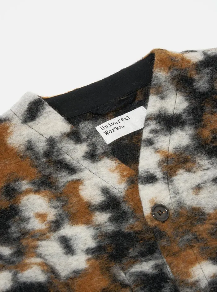 Men Universal Works Cardigan In Brown Ylang Flower Fleece Universal Works Cardigans