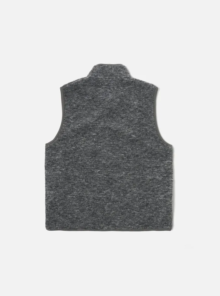 Men Universal Works Climbing Gilet In Grey Teddy Fleece Universal Works Fleece