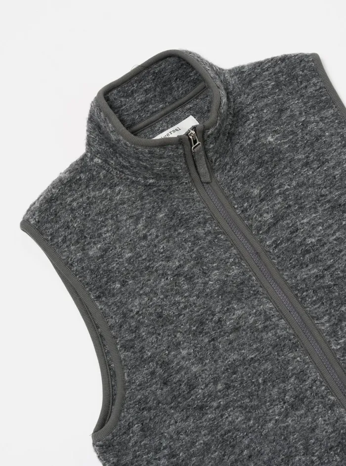 Men Universal Works Climbing Gilet In Grey Teddy Fleece Universal Works Fleece
