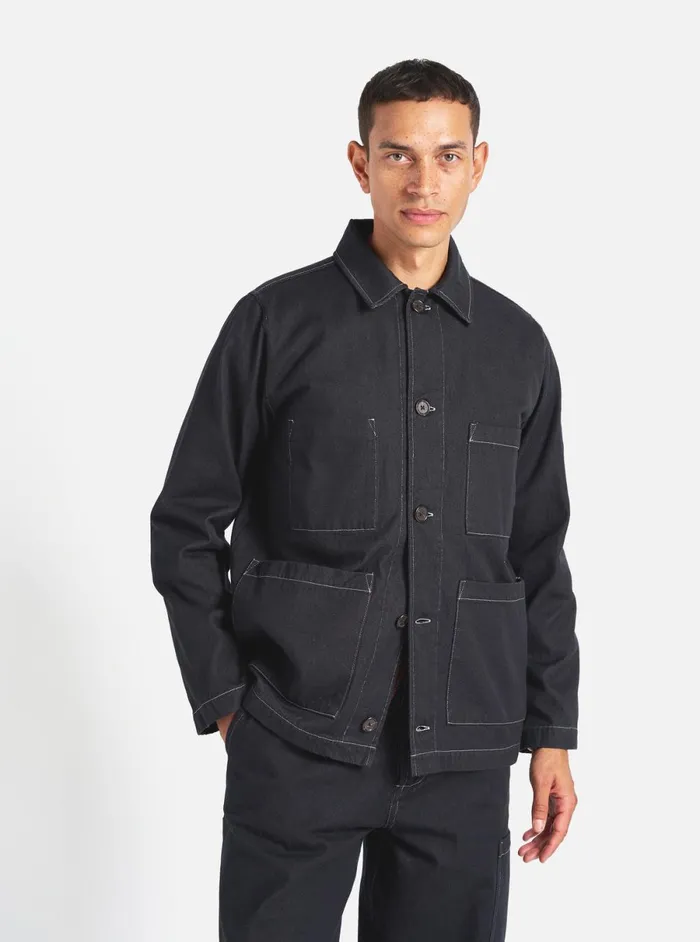 Men Universal Works Coverall Jacket In Black Cali Denim Universal Works Jackets