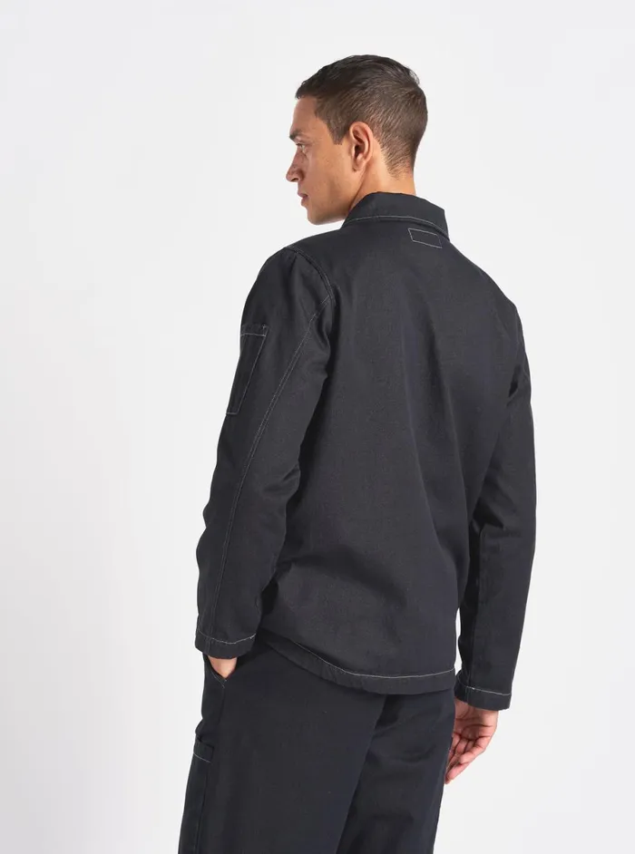 Men Universal Works Coverall Jacket In Black Cali Denim Universal Works Jackets