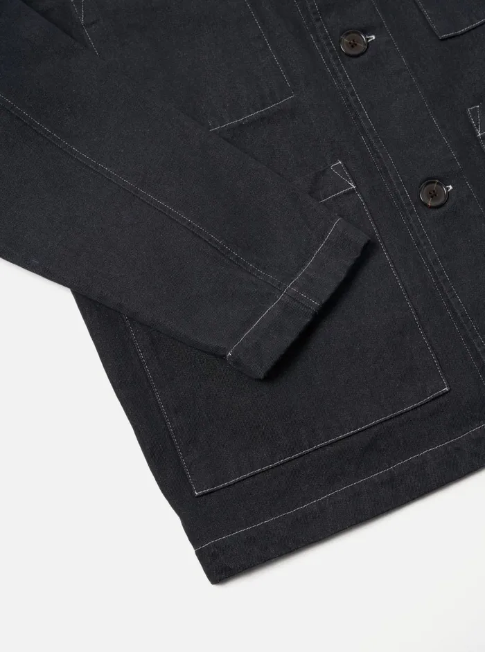 Men Universal Works Coverall Jacket In Black Cali Denim Universal Works Jackets