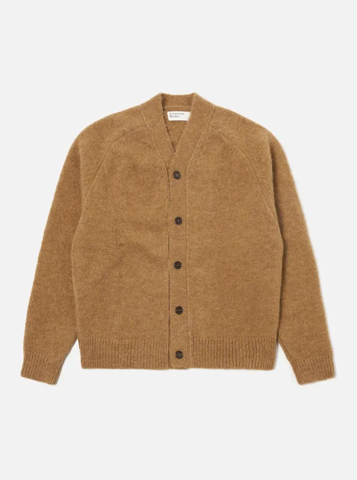 Men Universal Works David Cardigan In Sand Alpaca Knit Universal Works Cardigans