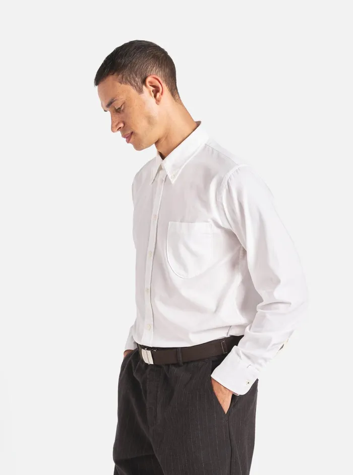 Men Universal Works Daybrook Shirt In White Organic Oxford Universal Works Shirts