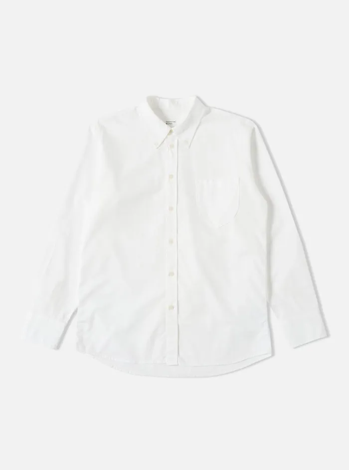 Men Universal Works Daybrook Shirt In White Organic Oxford Universal Works Shirts