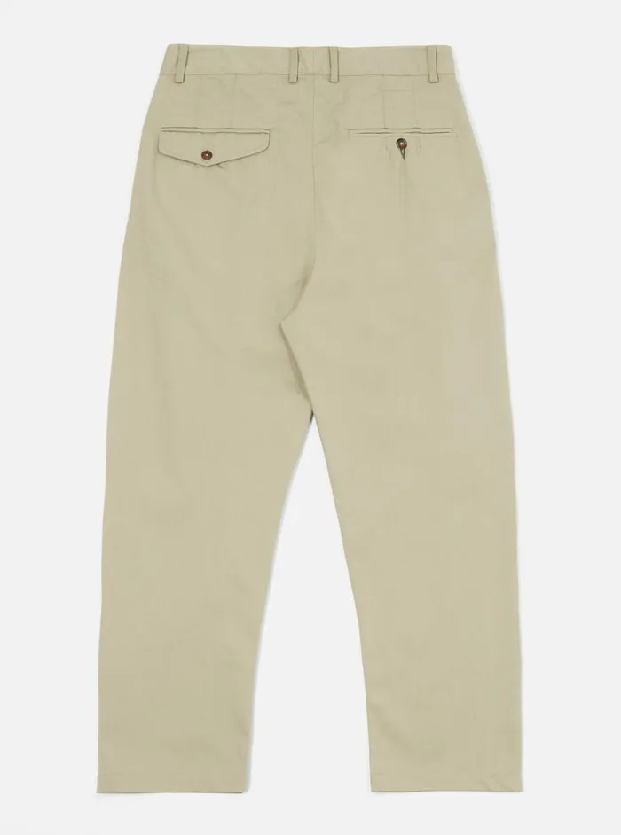 Men Universal Works Double Pleat Pant In Stone Twill Universal Works Cotton Twill