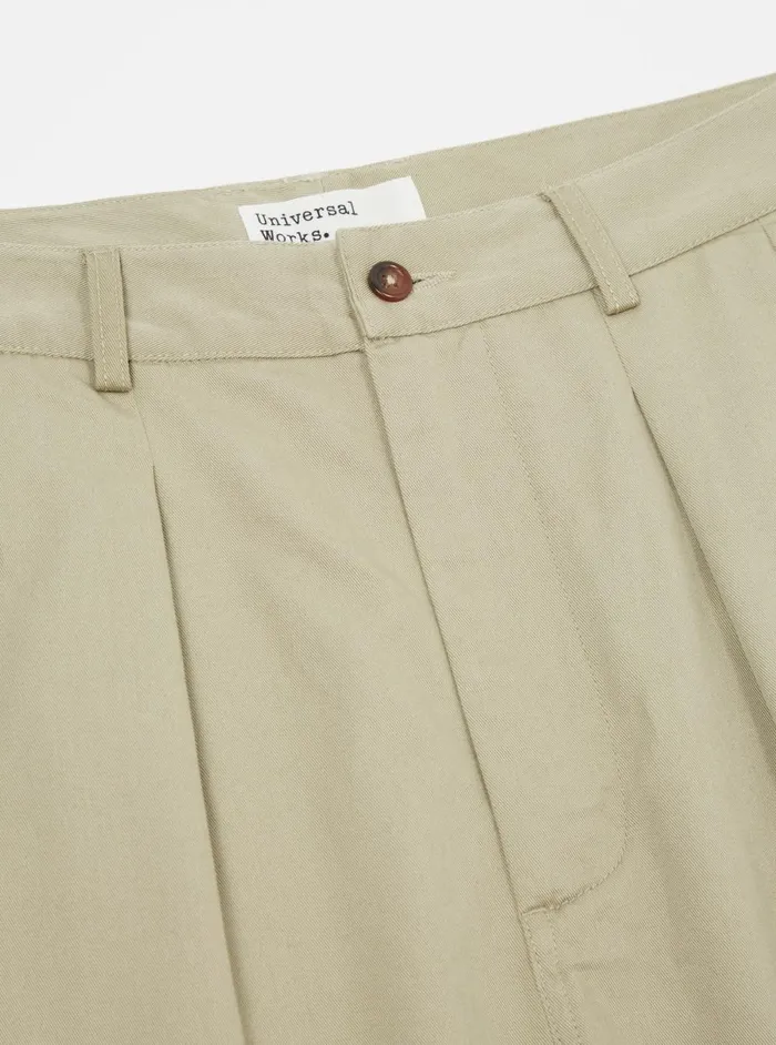 Men Universal Works Double Pleat Pant In Stone Twill Universal Works Cotton Twill