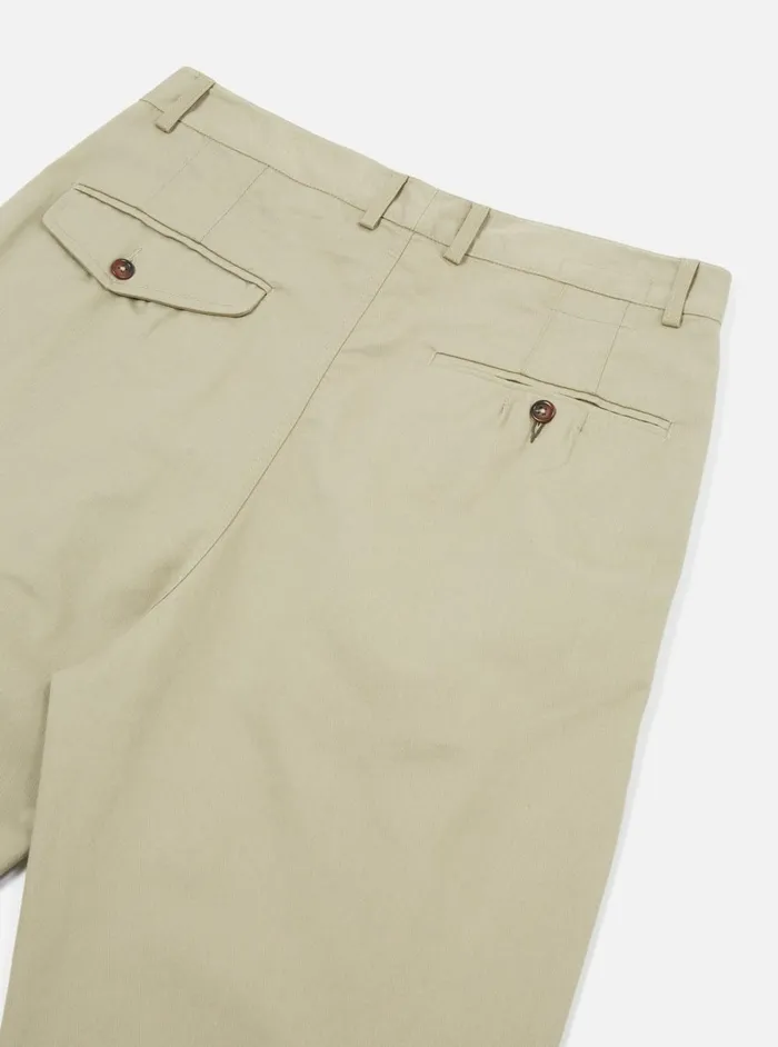 Men Universal Works Double Pleat Pant In Stone Twill Universal Works Cotton Twill