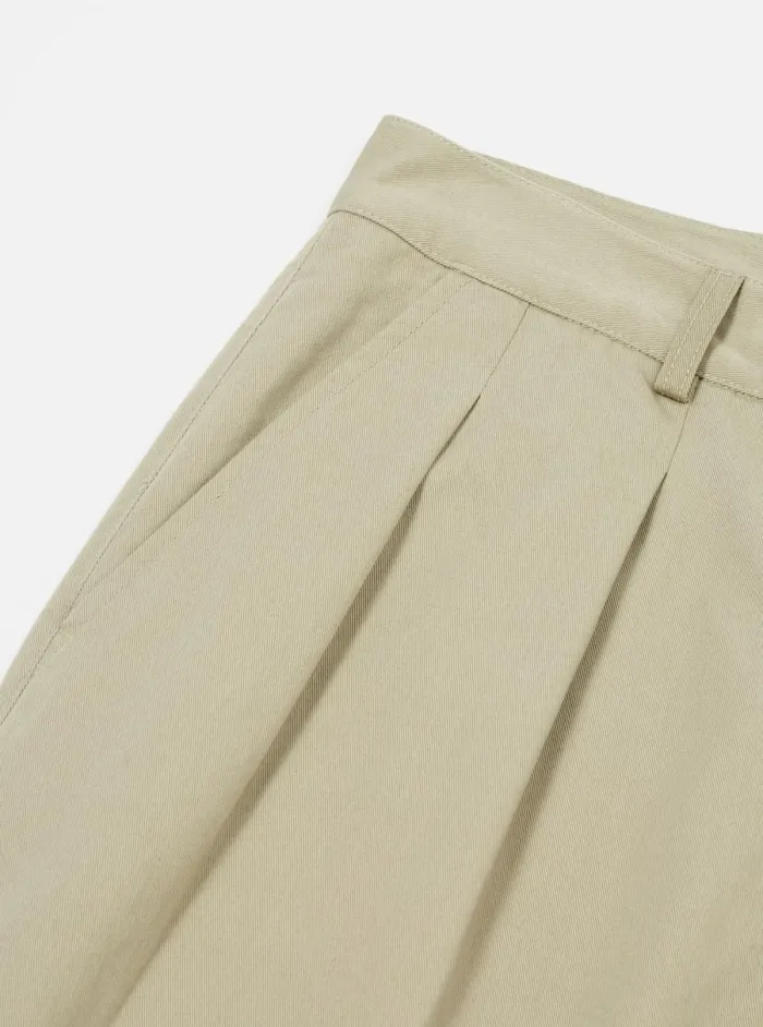 Men Universal Works Double Pleat Pant In Stone Twill Universal Works Cotton Twill