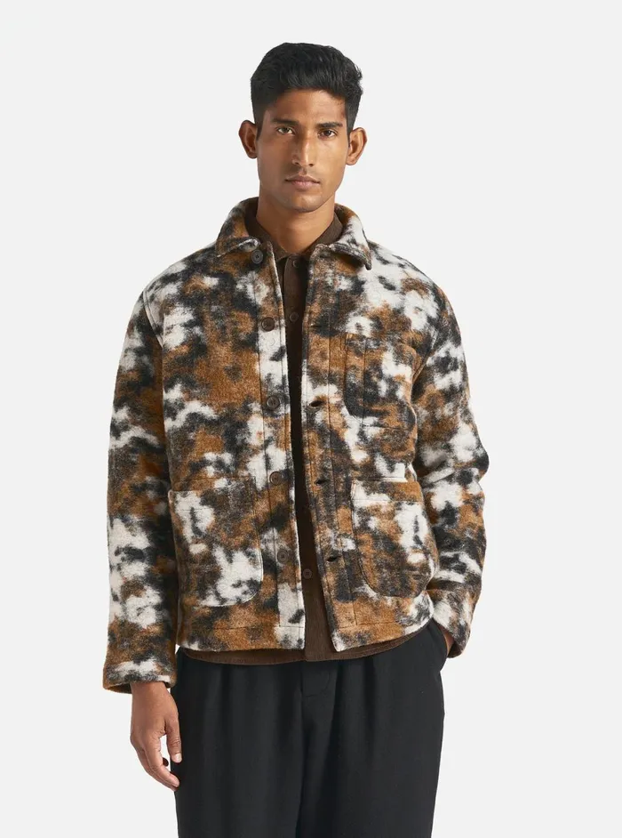 Men Universal Works Field Jacket In Brown Ylang Flower Fleece Universal Works Jackets