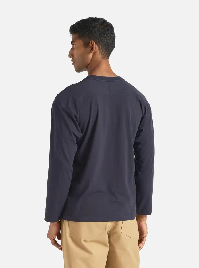 Men Universal Works Football T Shirt In Navy Single Jersey Uw31 Universal Works Tees