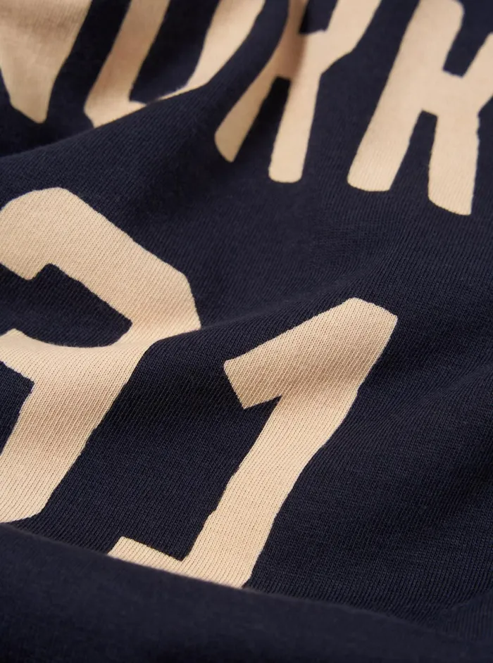 Men Universal Works Football T Shirt In Navy Single Jersey Uw31 Universal Works Tees