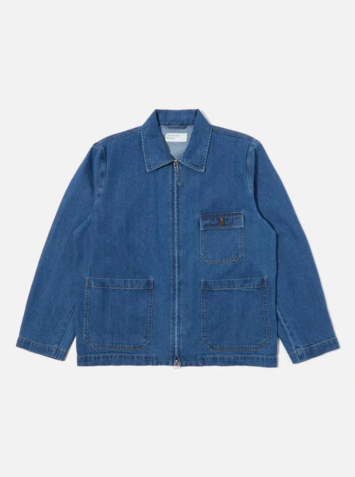 Men Universal Works Gower Jacket In Indigo Rc Denim Universal Works Jackets