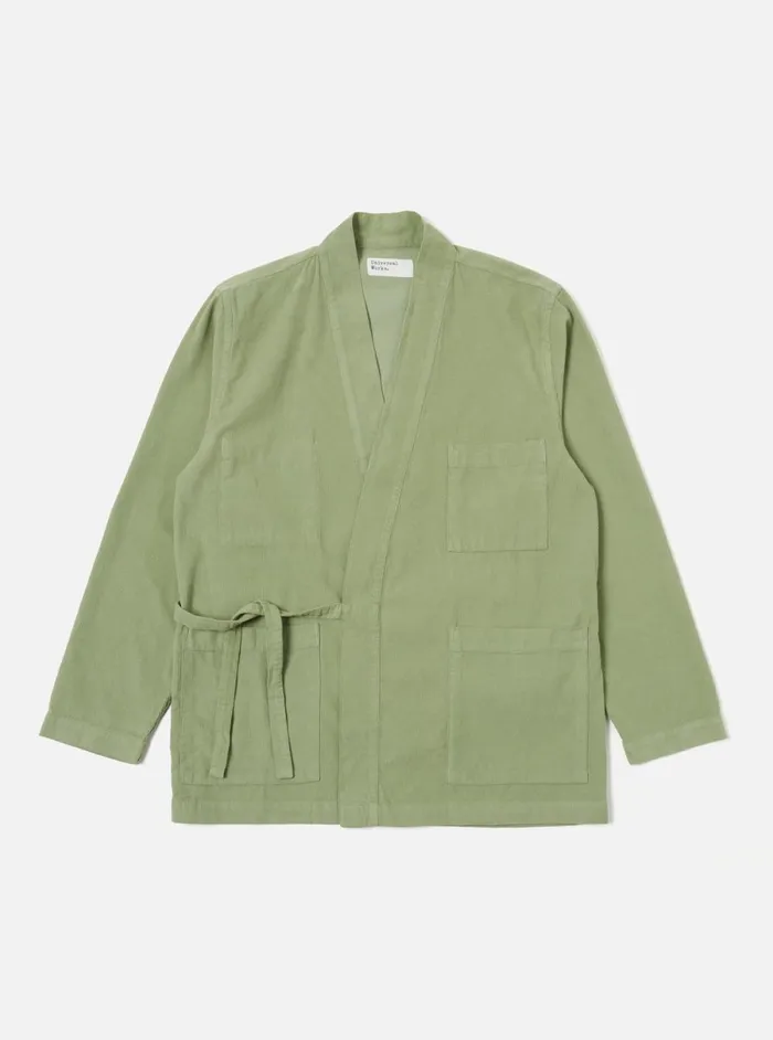 Men Universal Works Kyoto Work Jacket In Light Olive Fine Cord Universal Works Overshirts