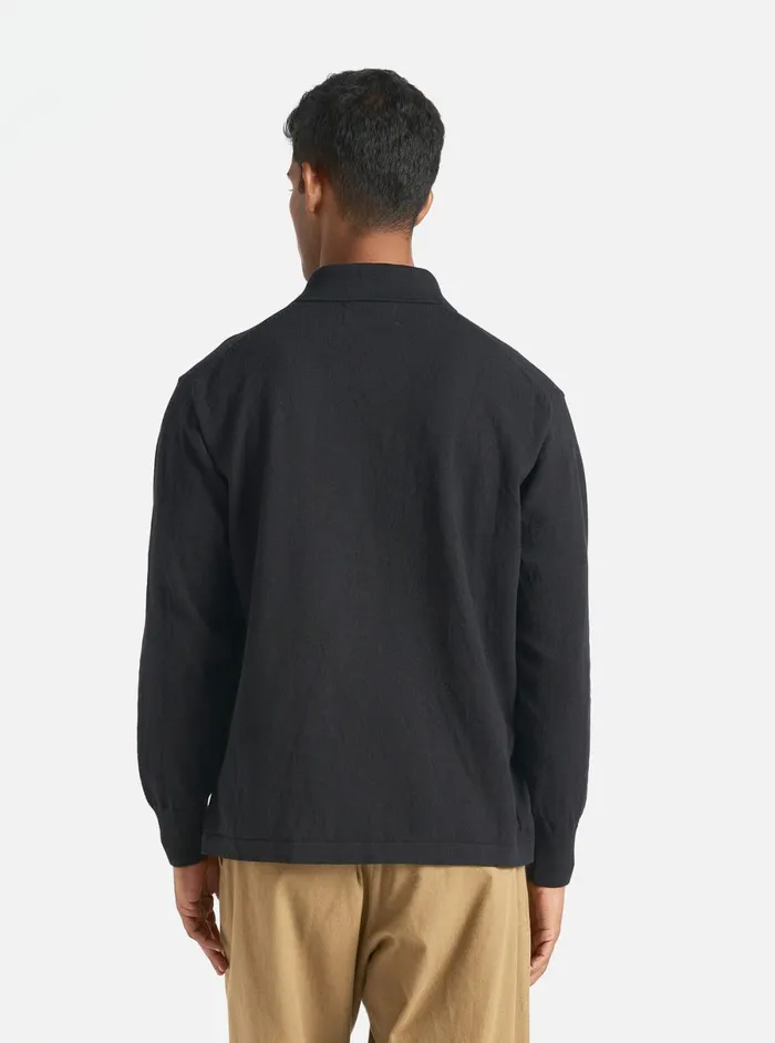 Men Universal Works LS Pullover Knit Shirt In Black Eco Cotton Universal Works Knitwear