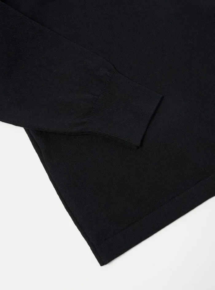 Men Universal Works LS Pullover Knit Shirt In Black Eco Cotton Universal Works Knitwear