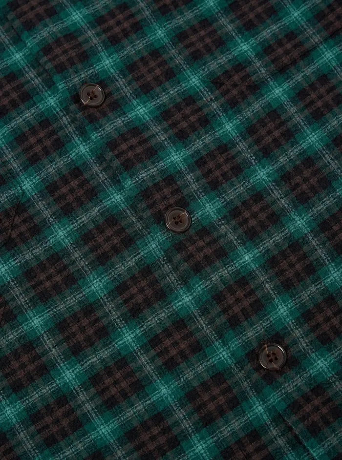 Men Universal Works LS Utility Shirt In GreenBlack Seersucker Pt Check Universal Works Overshirts