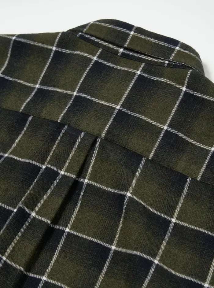 Men Universal Works Lazy Day Shirt In Olive Brushed Twill Check Universal Works Shirts