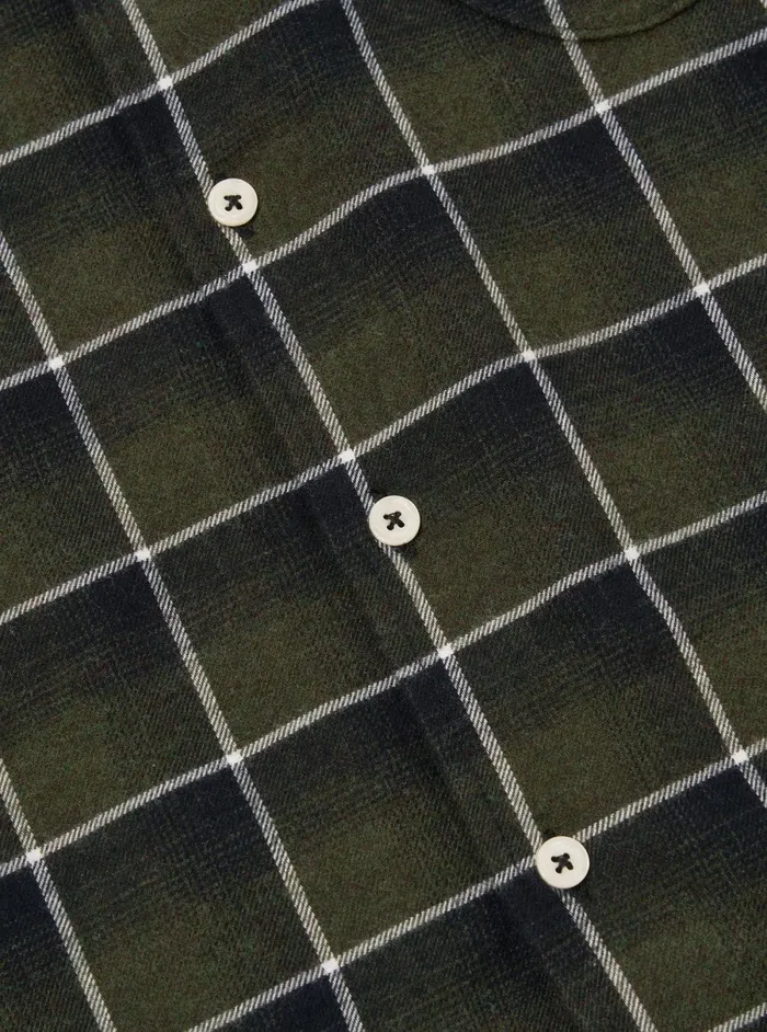 Men Universal Works Lazy Day Shirt In Olive Brushed Twill Check Universal Works Shirts