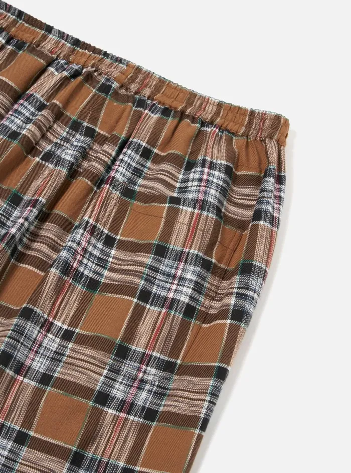 Men Universal Works Long Pyjama Set In Brown Ikat Twill Check Universal Works Nightwear