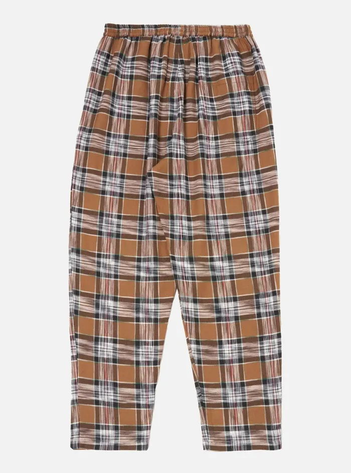 Men Universal Works Long Pyjama Set In Brown Ikat Twill Check Universal Works Nightwear