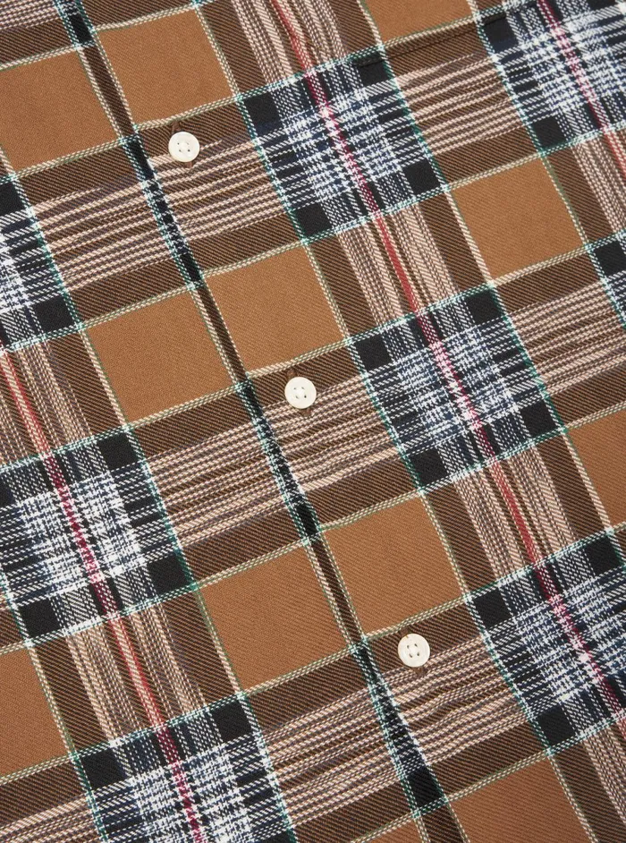 Men Universal Works Long Pyjama Set In Brown Ikat Twill Check Universal Works Nightwear