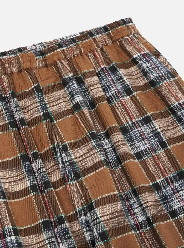 Men Universal Works Long Pyjama Set In Brown Ikat Twill Check Universal Works Nightwear