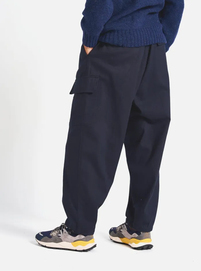 Men Universal Works Loose Cargo Pant In Navy Winter Twill Universal Works Trousers