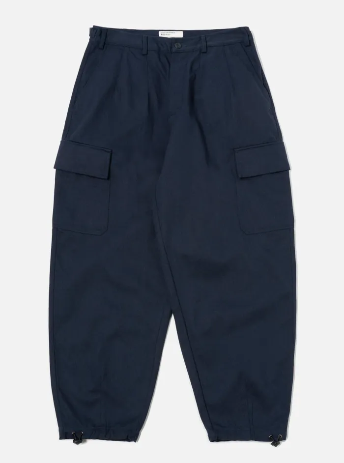 Men Universal Works Loose Cargo Pant In Navy Winter Twill Universal Works Trousers