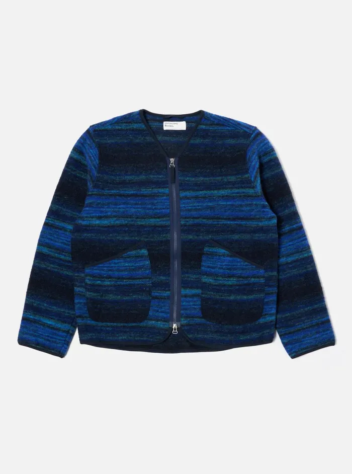 Men Universal Works Military Liner Jacket In Blue Mississippi Fleece Universal Works Jackets Men Universal Works Military Liner Jacket In Blue Mississippi Fleece Universal Works Jackets