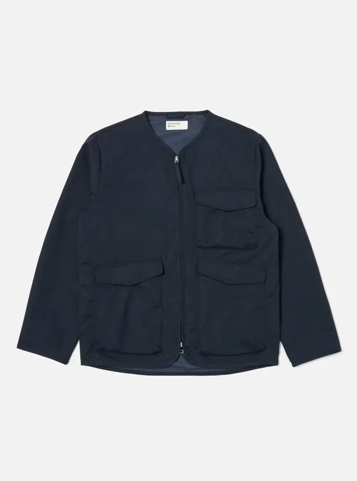 Men Universal Works Parachute Liner Jacket In Navy Brushed Polytech Universal Works Jackets