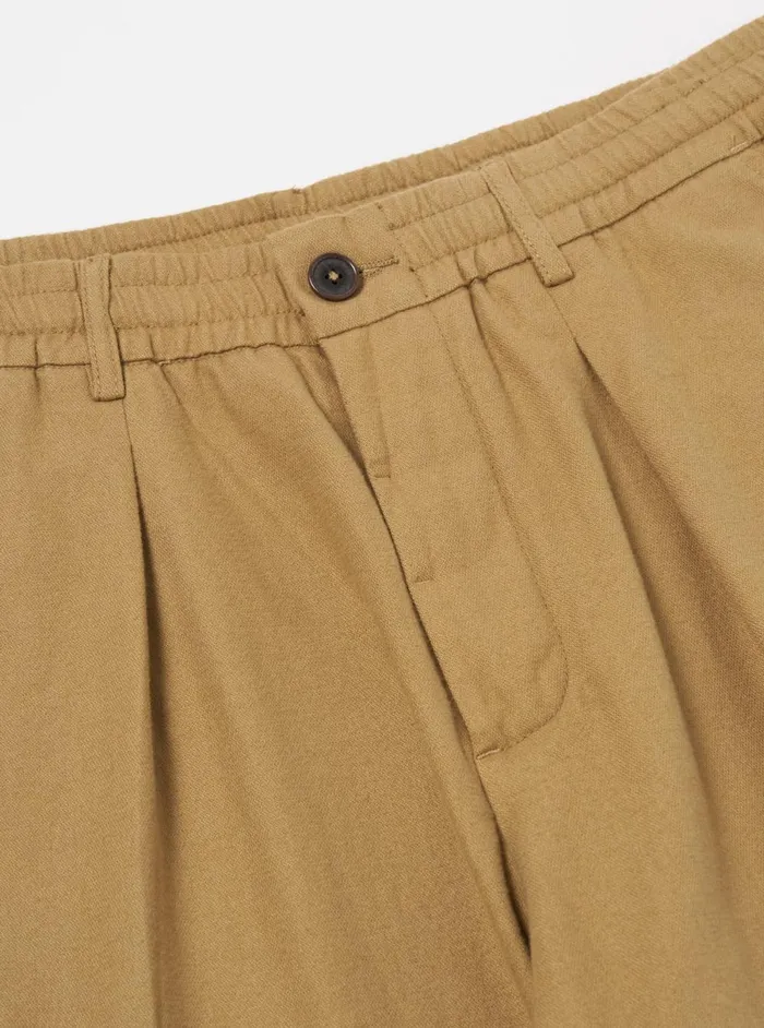 Men Universal Works Pleated Track Pant In Sand Brushed Moleskin Universal Works Trousers