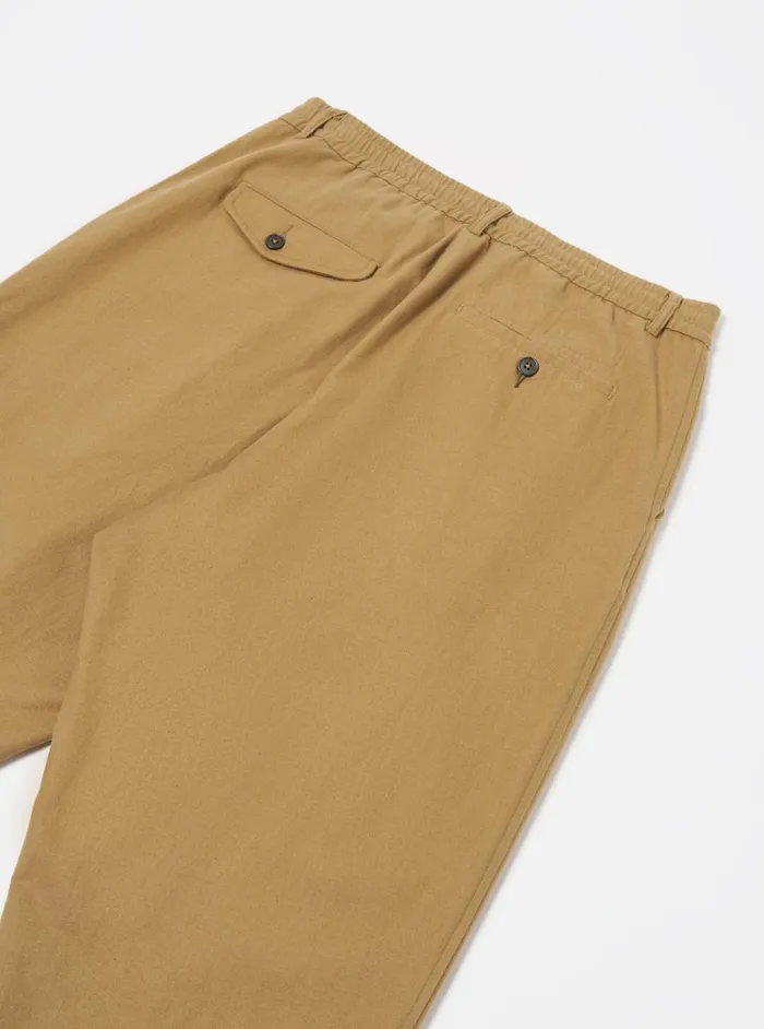 Men Universal Works Pleated Track Pant In Sand Brushed Moleskin Universal Works Trousers
