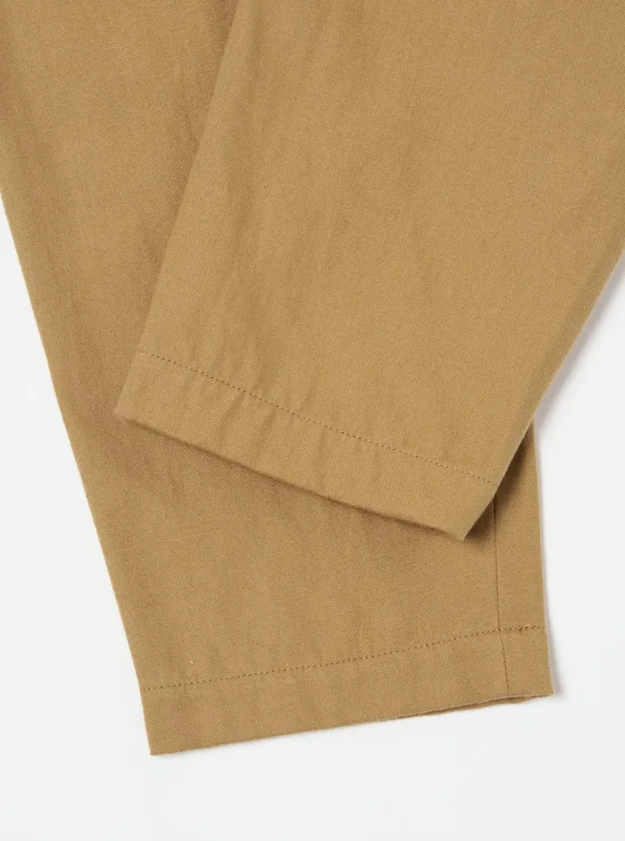 Men Universal Works Pleated Track Pant In Sand Brushed Moleskin Universal Works Trousers