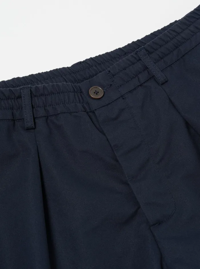 Men Universal Works Pleated Track Short In Navy Brushed Polytech Universal Works Shorts