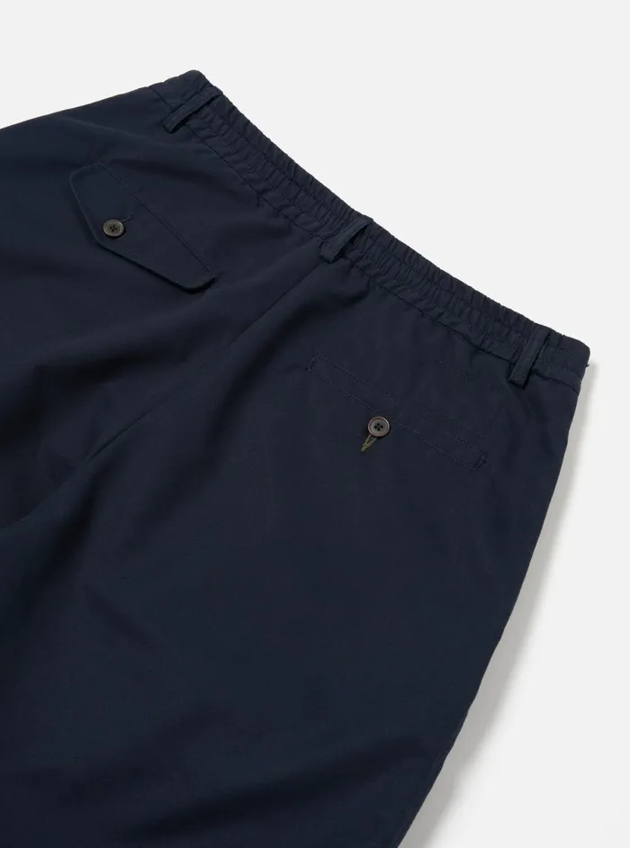 Men Universal Works Pleated Track Short In Navy Brushed Polytech Universal Works Shorts