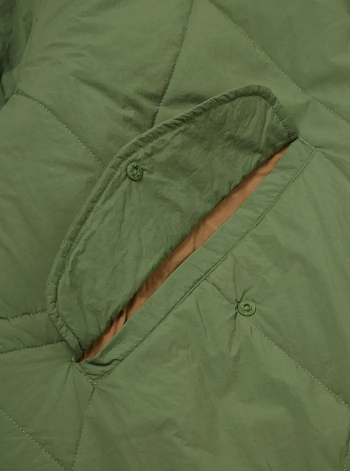 Men Universal Works Reversible Diamond Quilt Parka In Green Recycled Nylon Universal Works Coats and Outerwear