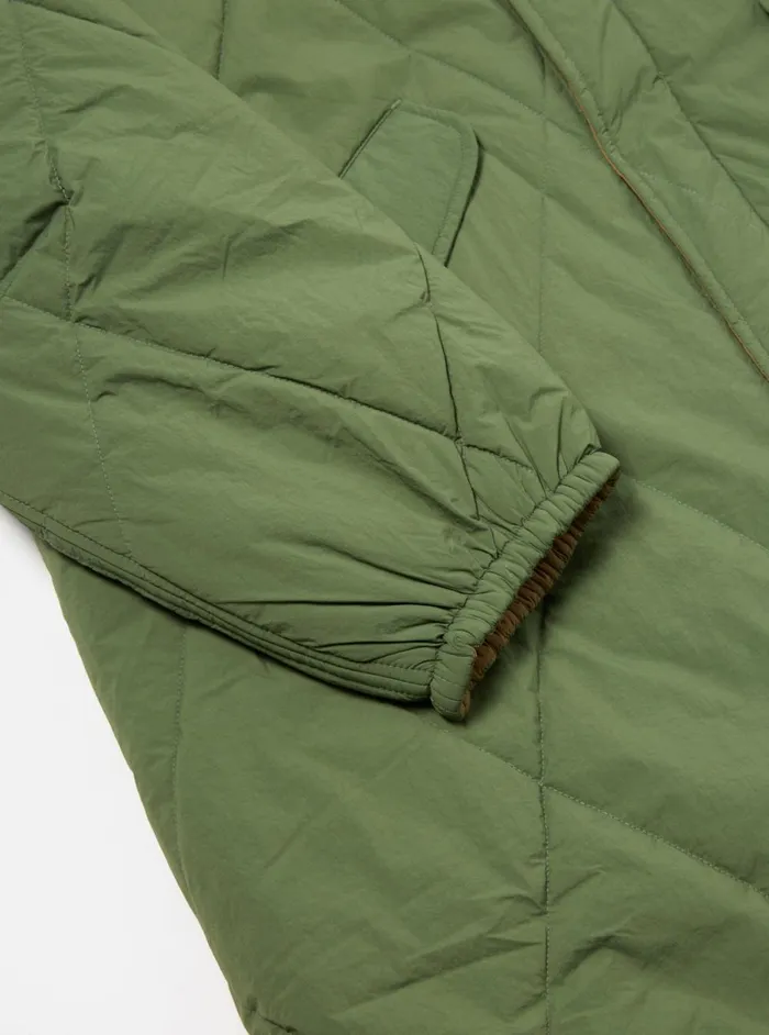 Men Universal Works Reversible Diamond Quilt Parka In Green Recycled Nylon Universal Works Coats and Outerwear