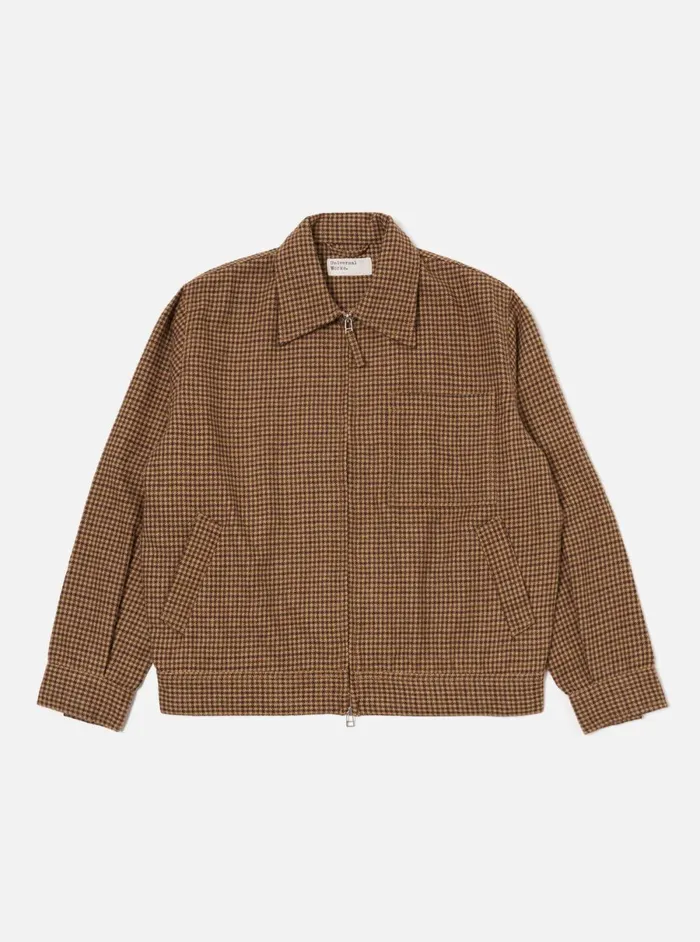 Men Universal Works Rose Bowl Jacket In Sand Houndstooth Tweed Universal Works Jackets