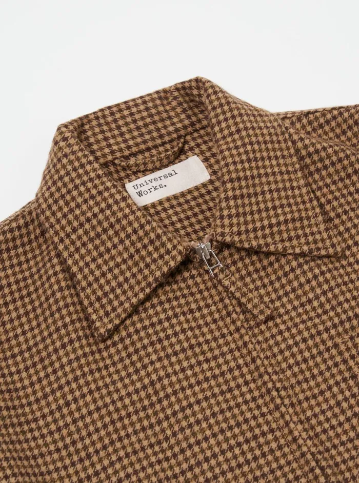 Men Universal Works Rose Bowl Jacket In Sand Houndstooth Tweed Universal Works Jackets