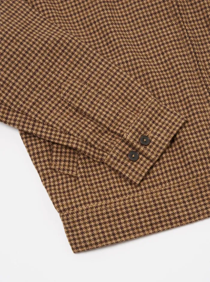 Men Universal Works Rose Bowl Jacket In Sand Houndstooth Tweed Universal Works Jackets