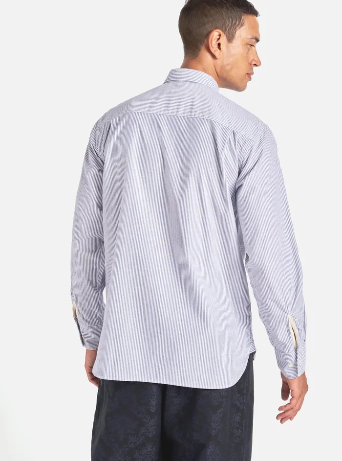 Men Universal Works Square Pocket Shirt In Navy Security Stripe Cotton Universal Works Shirts
