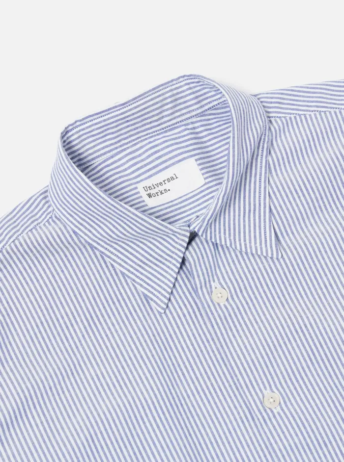 Men Universal Works Square Pocket Shirt In Navy Security Stripe Cotton Universal Works Shirts