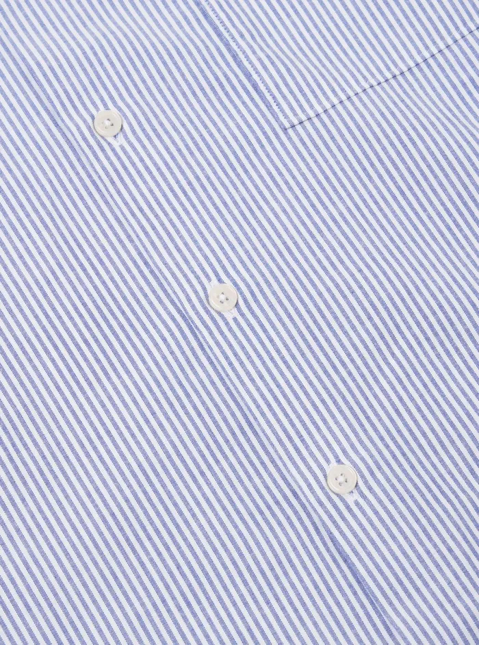 Men Universal Works Square Pocket Shirt In Navy Security Stripe Cotton Universal Works Shirts