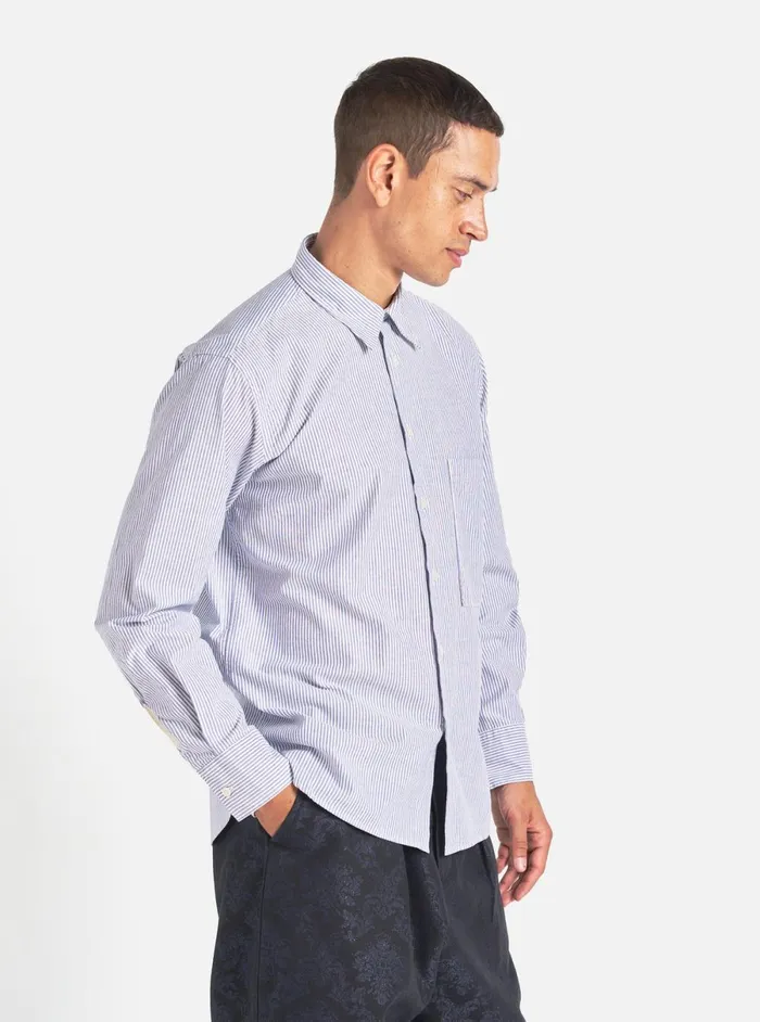 Men Universal Works Square Pocket Shirt In Navy Security Stripe Cotton Universal Works Shirts
