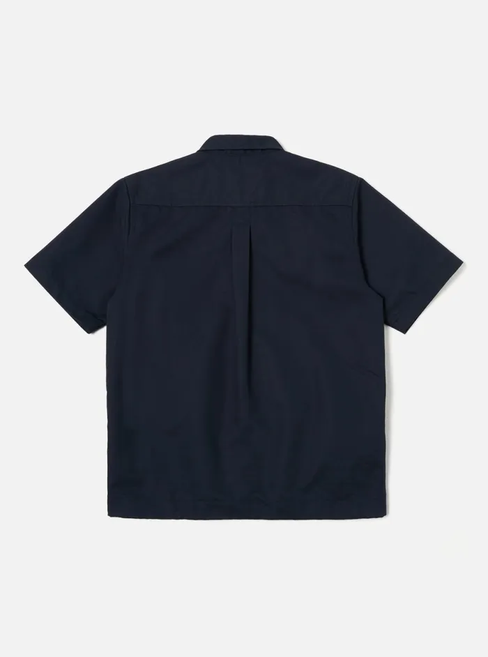 Men Universal Works Tech Overshirt In Navy Brushed Polytech Universal Works Overshirts