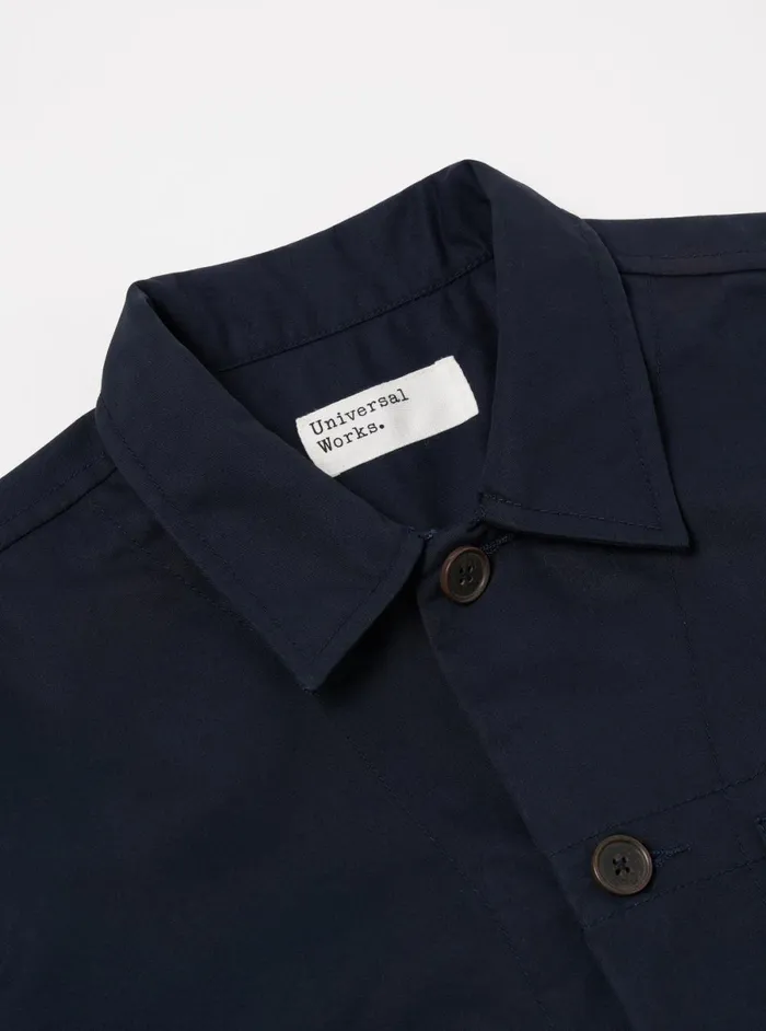 Men Universal Works Tech Overshirt In Navy Brushed Polytech Universal Works Overshirts
